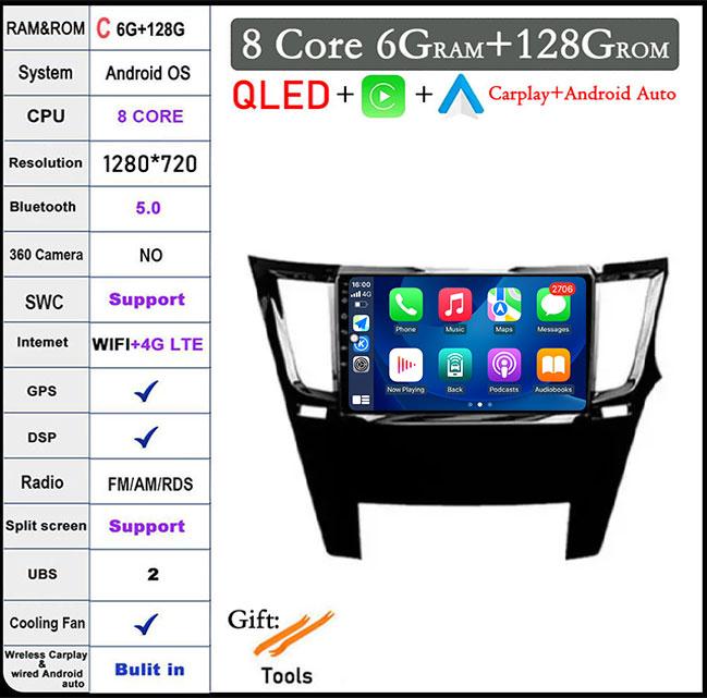 For Subaru Outback 4 BR Logacy 5 2009-2014 Car Radio Multimedia Video Player Auto GPS NavigationBluetooth WiFi QLED screen