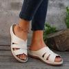 Women's Plus Size Euro American Style Thick Soled Wedge Flip Flops Solid Color Braided with Stitching