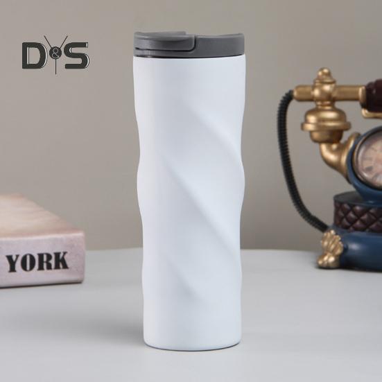 500ML Stainless Steel Thermal Cup Insulated Coffee Tumbler with Lid Spiral Design Vacuum Travel Mug for Hot Drinks Home Office Outdoor Travel