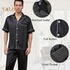 2-teiliges Pyjama-Set für Herren aus Seidensatin mit Reverskragen und Button-Down-Pyjamaoberteil mit Brusttasche, elastischer Bund und Hose, Nachtwäsche