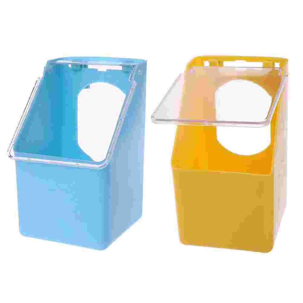 

2Pcs Bird Feeders Cage Single Hole Hanging Box with Lid Trough Perch Cup Pigeon Feeder Accessory 14x10cm