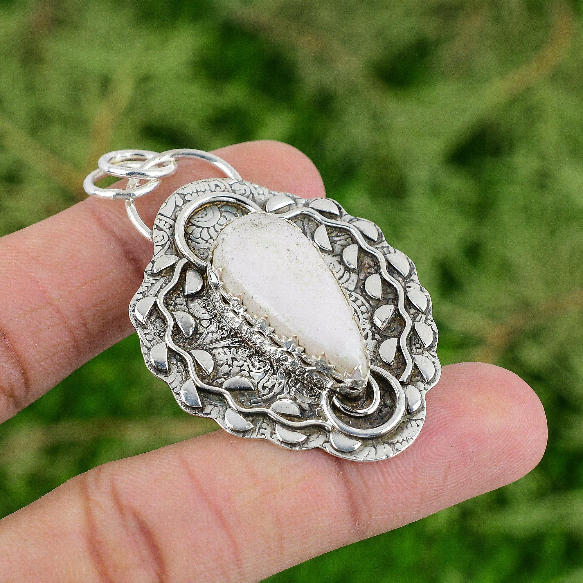 

Daughters Day Deal 925 Silver Natural Pink Opal Birthday Wedding Pendant Jewelry