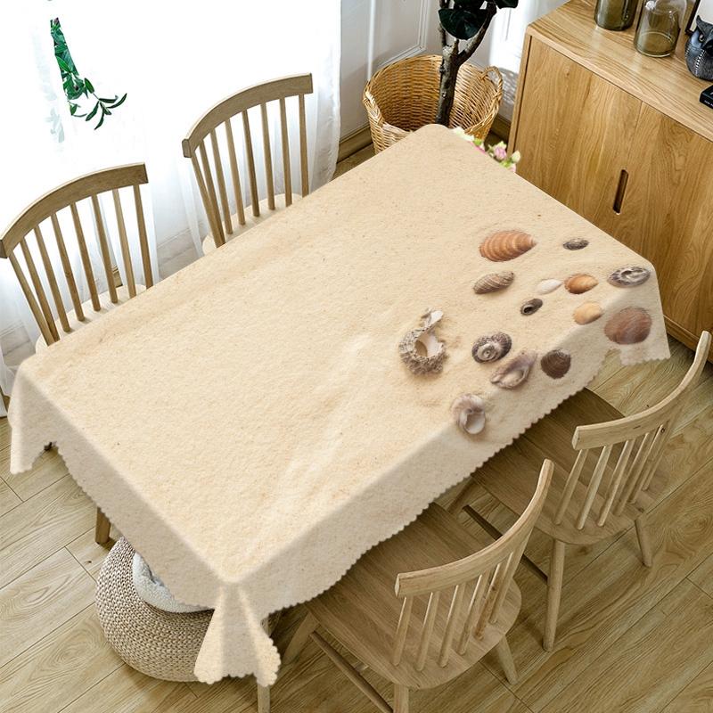 Thicken Cotton Tablecloth Retro Glass Bottle And Starfish Pattern Rectangular Round Table Cloth For Wedding Picnic Party