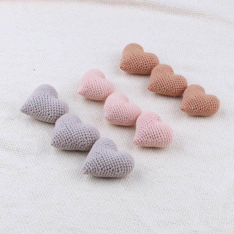 Cute Hearted-shaped Crochet Knitting Beads for Pacifier Chain Baby Photograph Props Baby Accessories Lightweight Gift