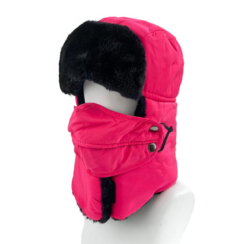 Winter windproof and cold-proof solid color hat thickened and velvet thermal ear protection hat outdoor headgear cycling thermal hat