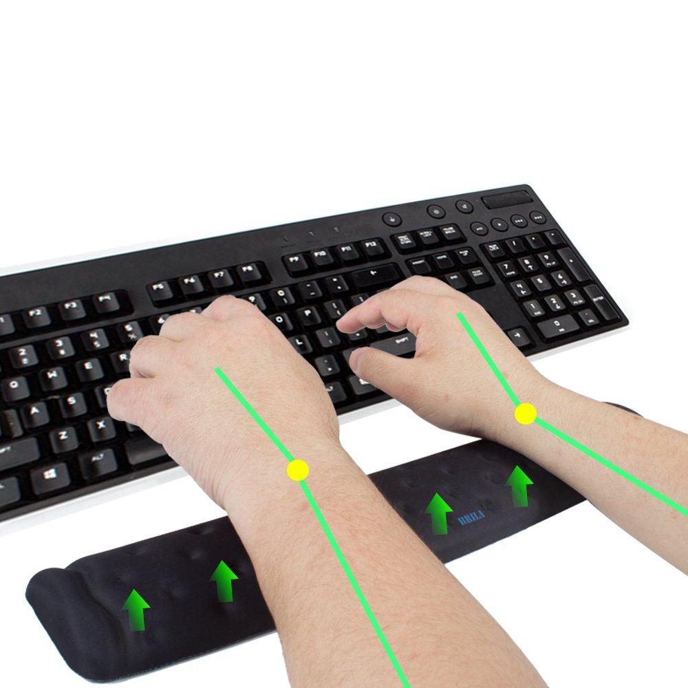BRILA Memory Foam Mouse Keyboard Wrist Rest Support Pad Cushion Set for Computer Laptop Office Work PC Massage Hole Design for Easy Typing & Gaming,