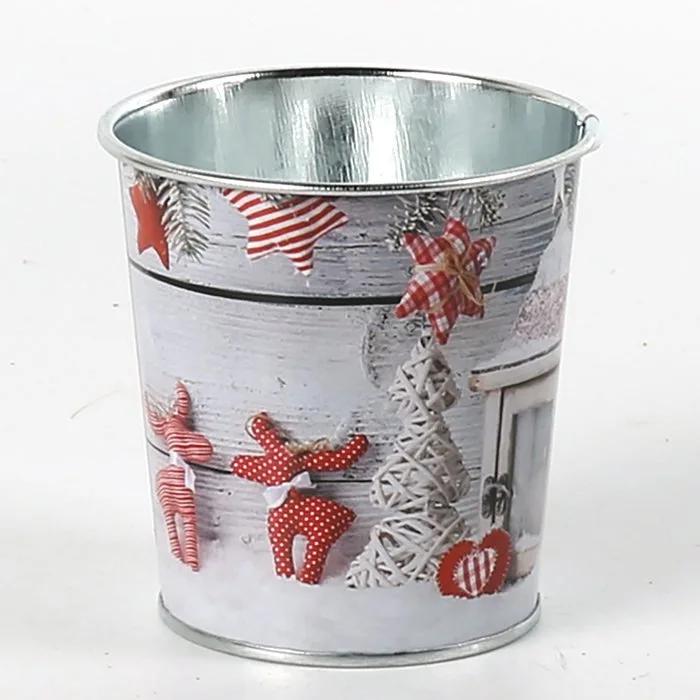 Christmas Bucket Metal Basket Bucket Christmas Decorations Vintage Holder Decor for Indoor and Outdoor Decorative