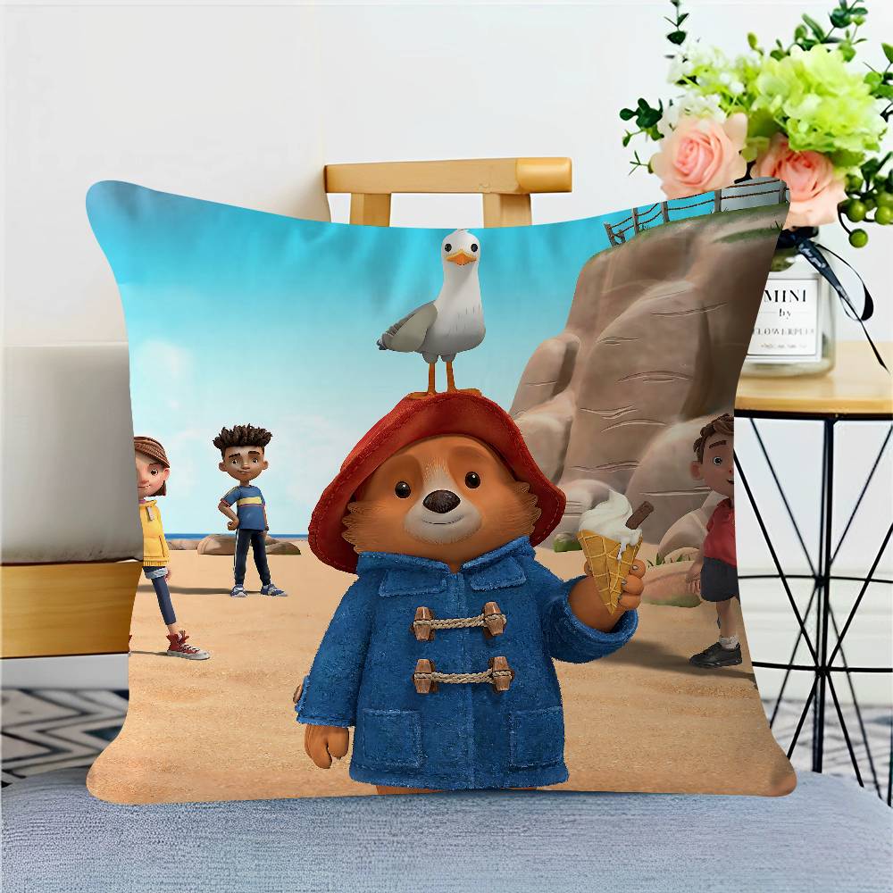 

P-Paddington Cartoon Pillow Case Pillowcase Ultra Soft Skin Friendly Fabric Cloud Like Comfort 12x12Inch