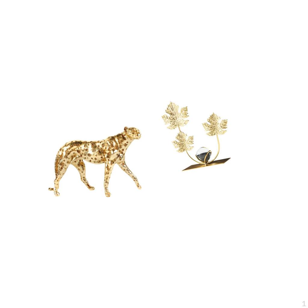 Golden Cheetah Sculpture Decorative Table Centerpiece Animal Figurine Modern Home Decor Bookshelf