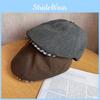 Stylish Cap Newsboy Women Casual Breathable Beret Hat With Plaid Brim Wide