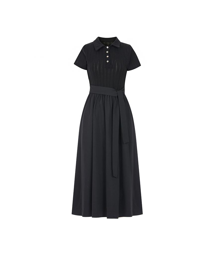 Page Flynn Punched Belted Collar Dress_P6Bop023C