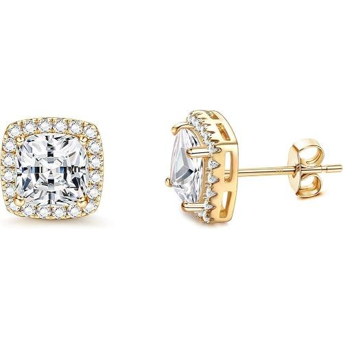Silver Needle Cubic Zirconia Stud Earrings for Women Men 14K Gold Plated Hypoallergenic Dainty Stud Earrings Jewelry