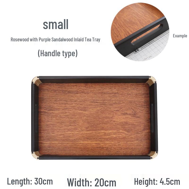 Youde Natural Walnut Tea Tray with Handle Small