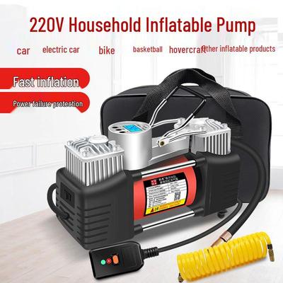 220V Dual Cylinder High-Speed Air Pump for Cars, Tires, Basketballs, and Swimming Rings
