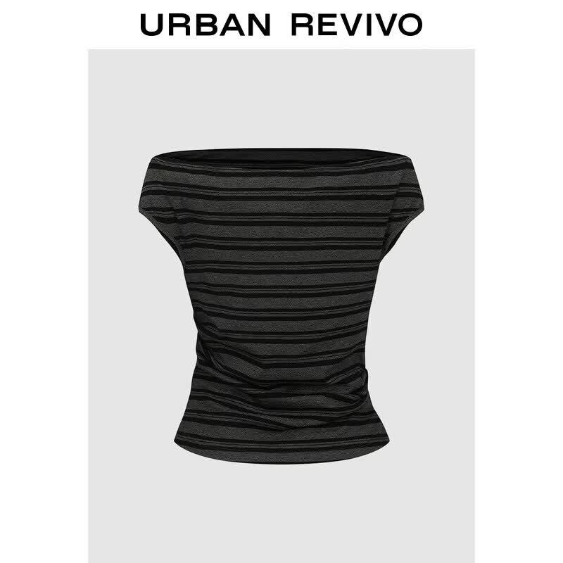UR2026 Women s Off-Shoulder Striped Crop Top S