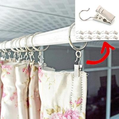 10 Stück Edelstahl Vorhangclips mit Haken für Vorhang, Fotos, Heimdekoration Outdoor Weihnachtsfeier Draht Halter