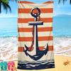 Nordic painted ship anchor digital-printed polyester Superfine fiber double-sided fleece Beach vacation bath towel, beach towel