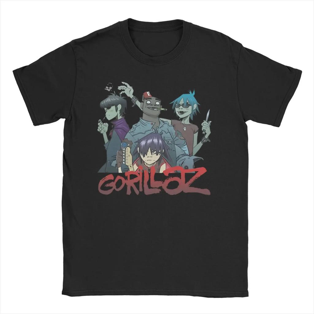 Punk Music Band Gorillazed T Shirt for Unisex Women Pure Cotton Vintage TShirt Round Neck Tee Shirt Short Sleeve Clothes Graphic