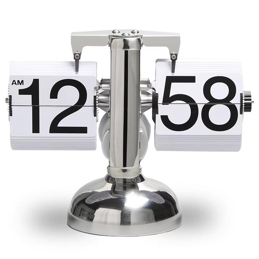 Quartz Movement Digital Auto Flip Clock Page Turning Automatically Metal Desk Flipping Clock  Gift