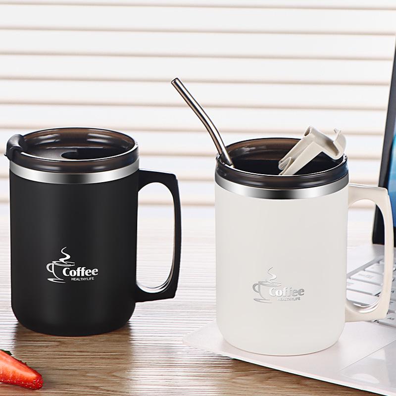 Taza de Acero Inoxidable 304 - A prueba de polvo, resistente a quemaduras y a prueba de fugas con tapa para el hogar o la oficina