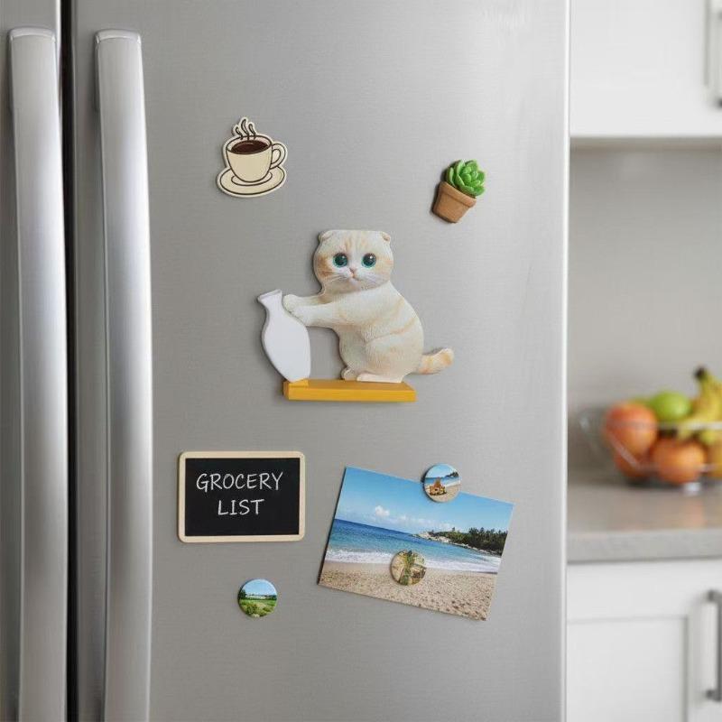 Kattvårdsförvaring Akryl Kylskåpsmagnet Söt Katt som Putta Flaska Prydnad Platt Design Hårminne Display Vas Dekor Gåva Konst
