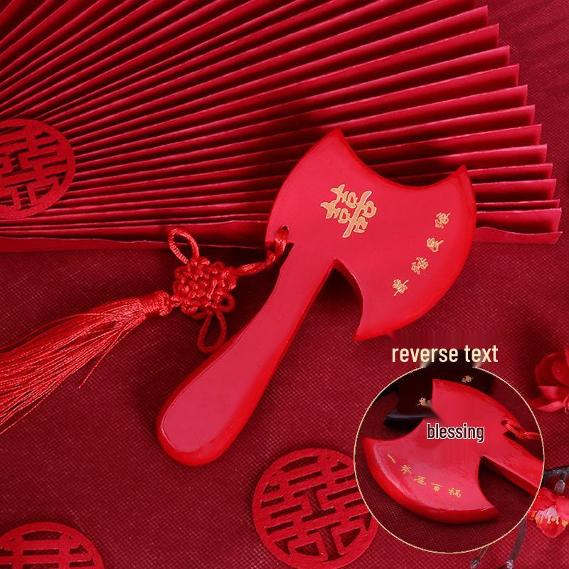 

Красный топор из персикового дерева, свадебное украшение для удачи невесты и декора комнаты