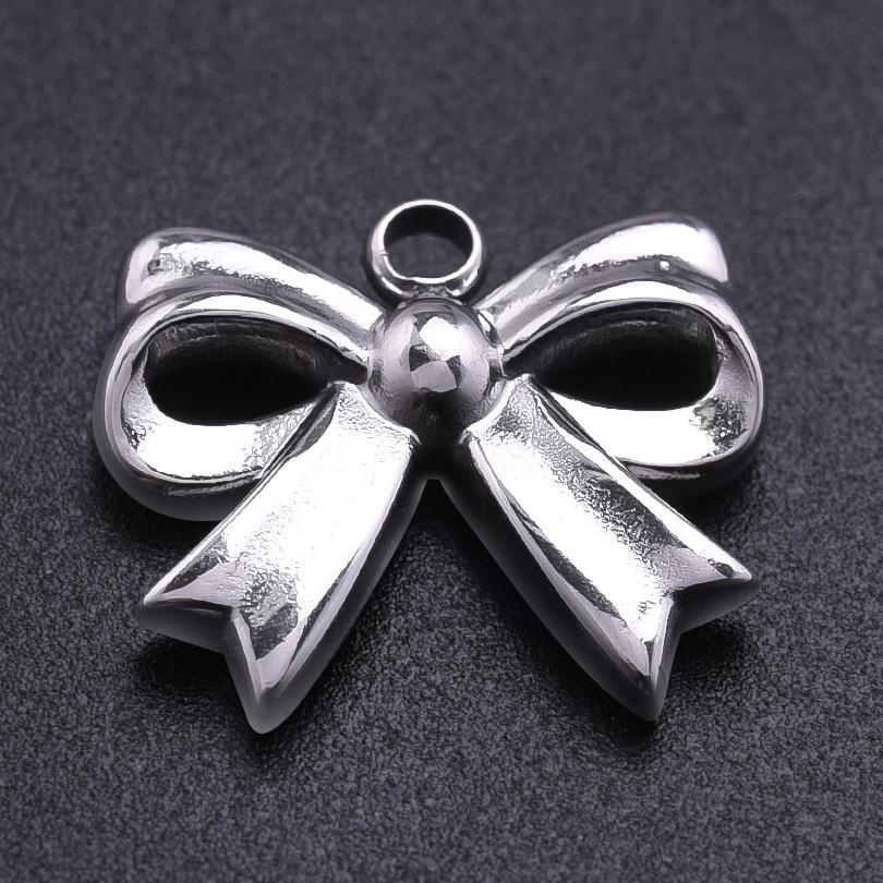 5pcs Girl Bows Pendant Fashion Stainless Steel Pendants For Jewelry Making Charm Handmade Necklace Earrings Bracelets Materials