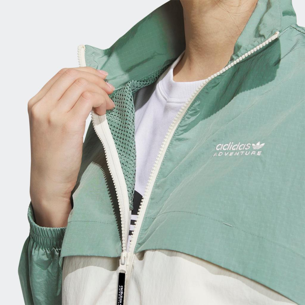 Adidas Originals Trefoil Colorblock Zip-Up Stand Collar Long Sleeve Jacket Women Outerwear Silver Grey Green IK8618