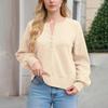 Women's Button Neck SweaterLong Sleeve Henly Fashion Loose Knit Pullover