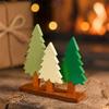Rustic Tree Table Sign Wooden Christmas Sign, 3 Colors Pine with Holiday Desktop Ornament Base, Xmas Decoration for Party Seasonal