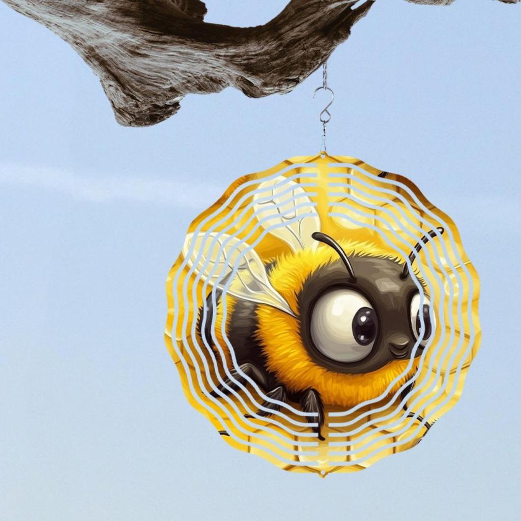 A Bee-Shaped Wind Spinner, Christmas Decorative Gifts, A 2D Kinetic Wind Spinner Gift, Metal Wind Spinners for Outdoor and Indoor Decor for Wives