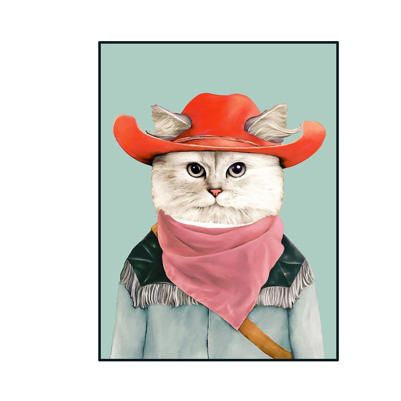 

Скандинавские милые мультяшные животные, собака, босс, Кэтбой, Сова, декоративная картина, теплая детская комната, спальня, детский сад, холст, картина 21*30cm