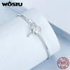 WOSTU Brățară originală din argint Sterling 925, care se poate stivui, cu blocare a inimii, brățară cu închizătoare de dragoste, pentru femei, încheietura mâinii, îmbrăcăminte zilnică, bijuterii, cadou
