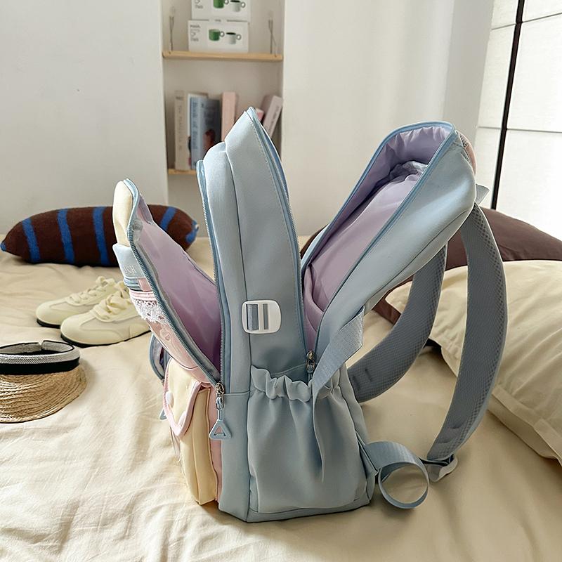College Colorblock Schultasche Damen Reiserucksack Leichtgewichtiger Klassenrucksack