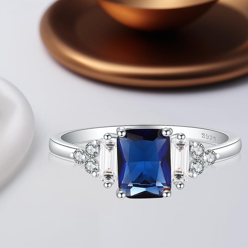 925 Sterling Silver High Quality  Luxury Sapphire Gemstone Topaz Promise Rings for Women  Jewelry  Party Wedding Engagement Gift
