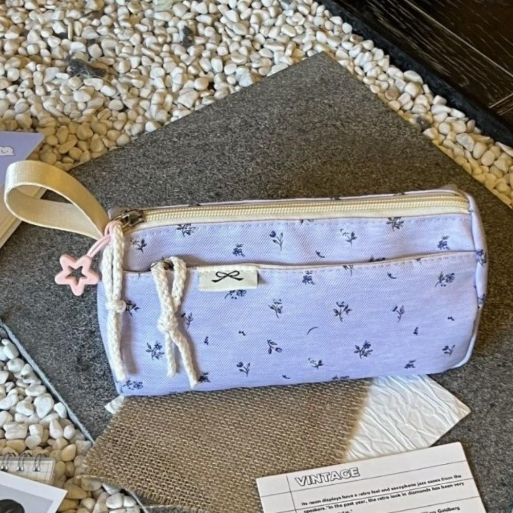 Handheld Pencil Pouch Flower Pen Bag Durable Stationery Storage Bag  Gift