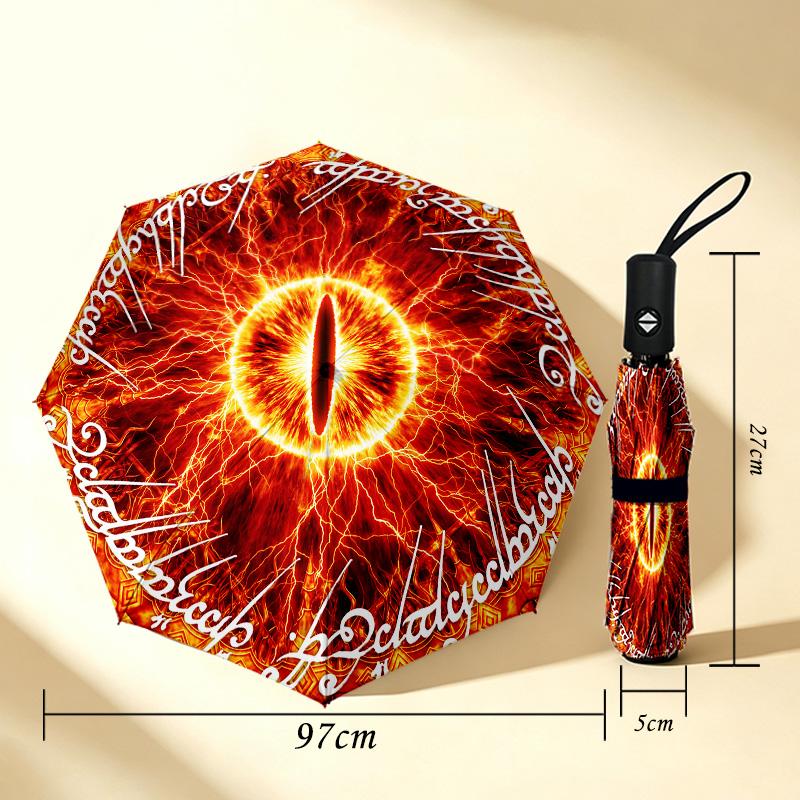 Eye Sauron 8 Ribs 3Fold Black Glue Uv Protection Umbrella Sun Protection Rainproof Compact Folding Umbrella For Travel Daily Use C9239