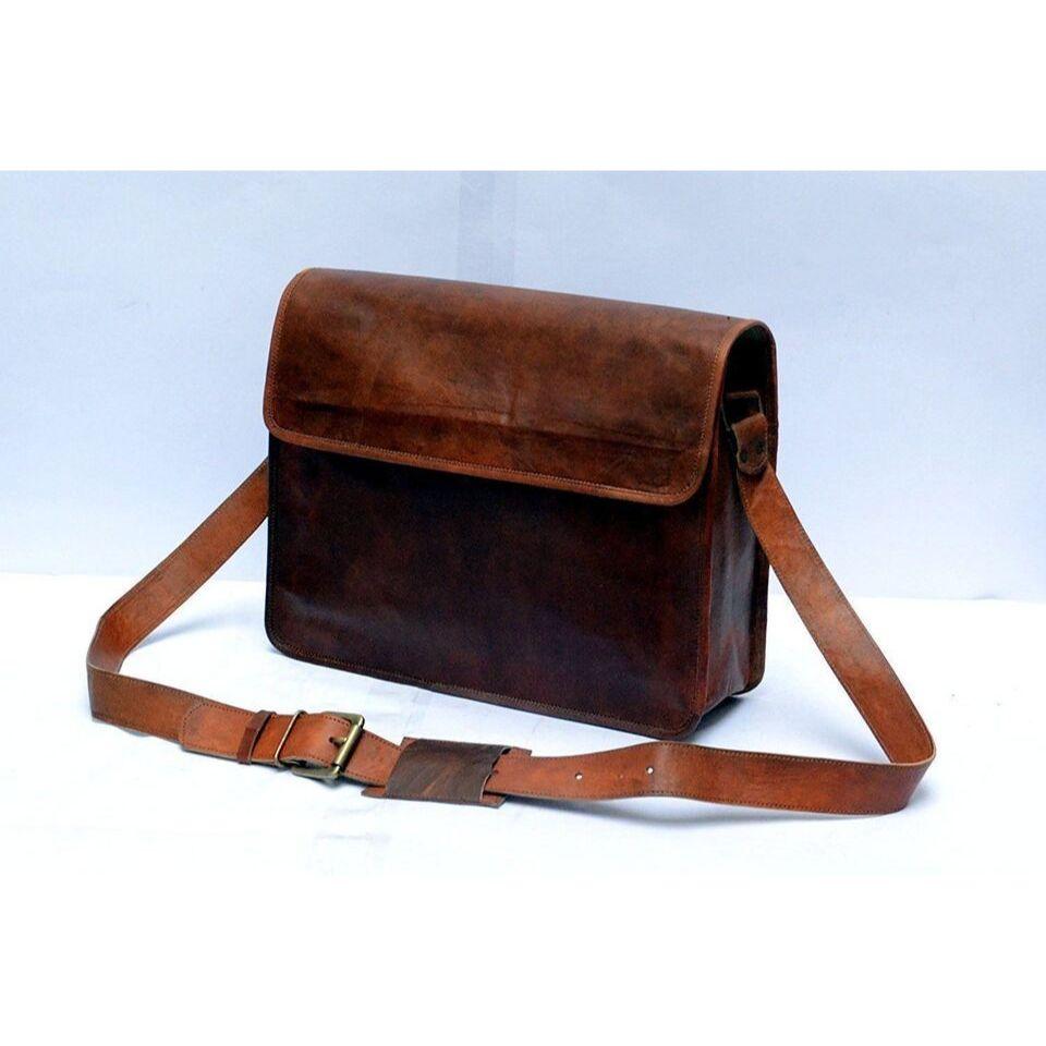 Skórzana torba listonoszka na ramię w stylu vintage, męska, teczka na laptopa