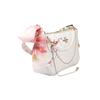 COACH shoulder bag [Customized bag] Nolita 19 Flower Shadows in the Clouds Hand-painted Pink Flower Silk Scarf Bow Pearl Chain Crossbody plum bossom