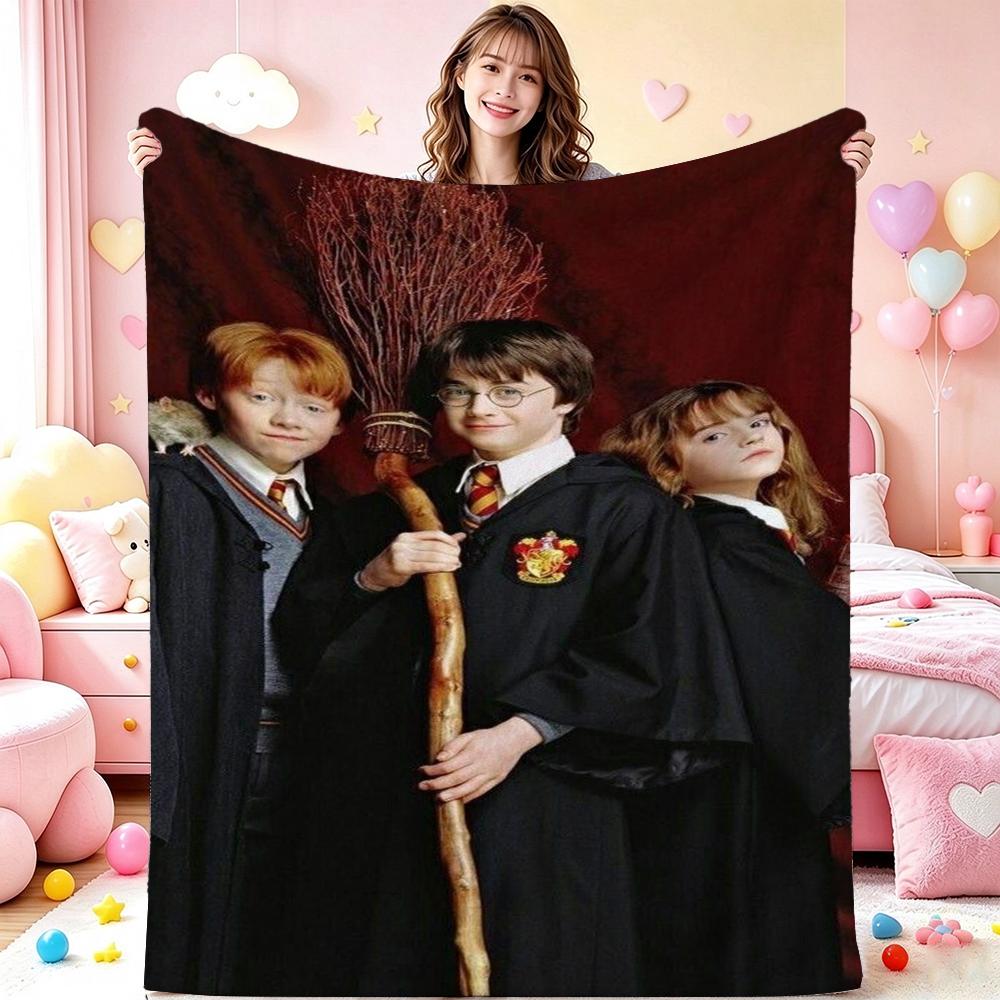 Gryffindor House Flannel Printed Blanket Comfortable Skinfriendly Throw Blanket For Bedroom Sofa Nap Home Decor Great Holiday Gift