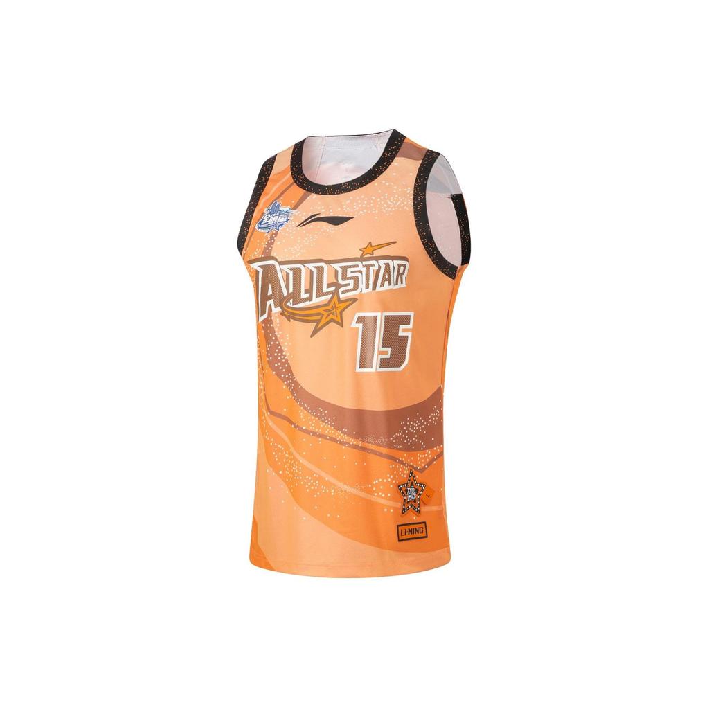 Li Ning Cba Series Yang Hansen Letter Number Print Crew Neck Pullover Basketball Jersey Men jersey Sunshine-Orange AAYU259-1