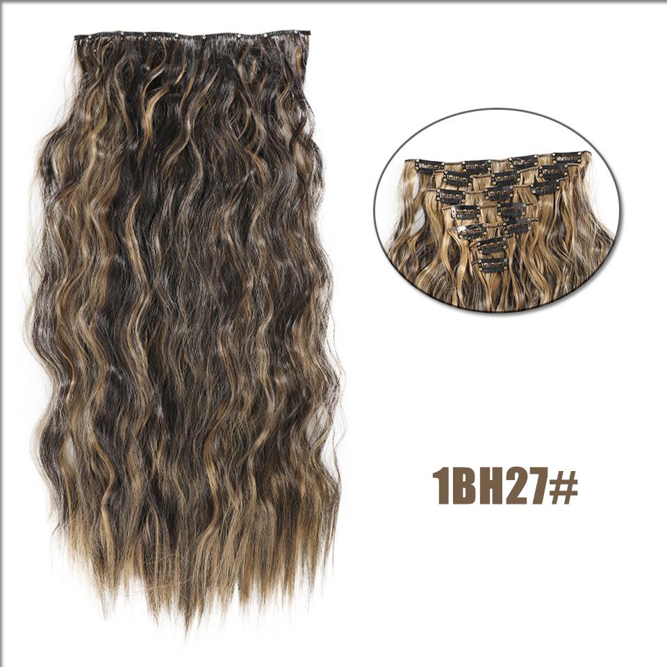 WTB Synthetic Wig 20 Inch 16 Clip Hair Extension Water Ripple Wig Set Of Seven Fluffy Heat-resistant Wig Clip Hair Extension Piece