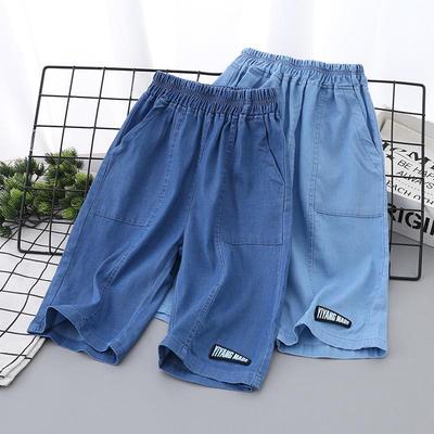 Dziecięce Lekkie Jeansowe Szorty Cropped z Bawełny Tencel Spodnie Chłopięce Łączone Styl Letni Dzieci w Rozmiarze Średnim do Dużego