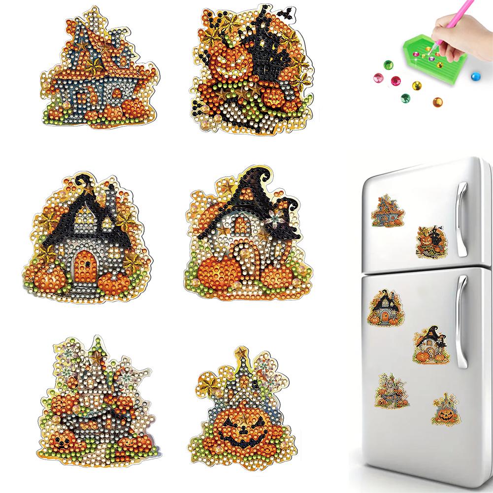 6Pcs Acrylic Special Shape Santa Claus Diamond Art Magnets Decals Diamond Painting Refrigerator Magnet for DIY Crafts Party Gift
