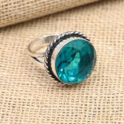 Indicolit Turmalin Edelstein Handgefertigter 925 Sterling Silber Schmuckring für Hochzeitsgeschenk