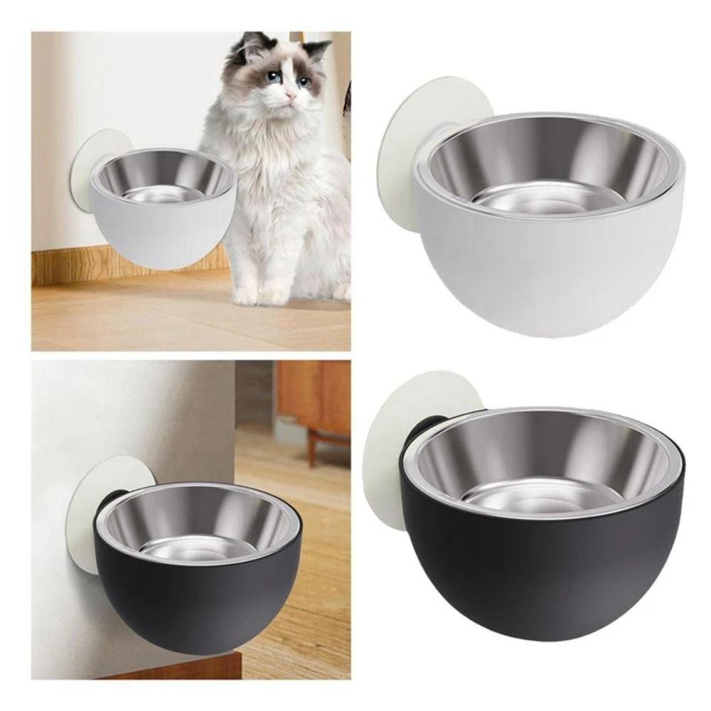 Stainless Steel Wall Mounted Dog Bowl Adjustable Height Pet Food Container  Cat