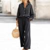 New Solid-color Set of Loose-fitting Long-sleeved Tops for Women