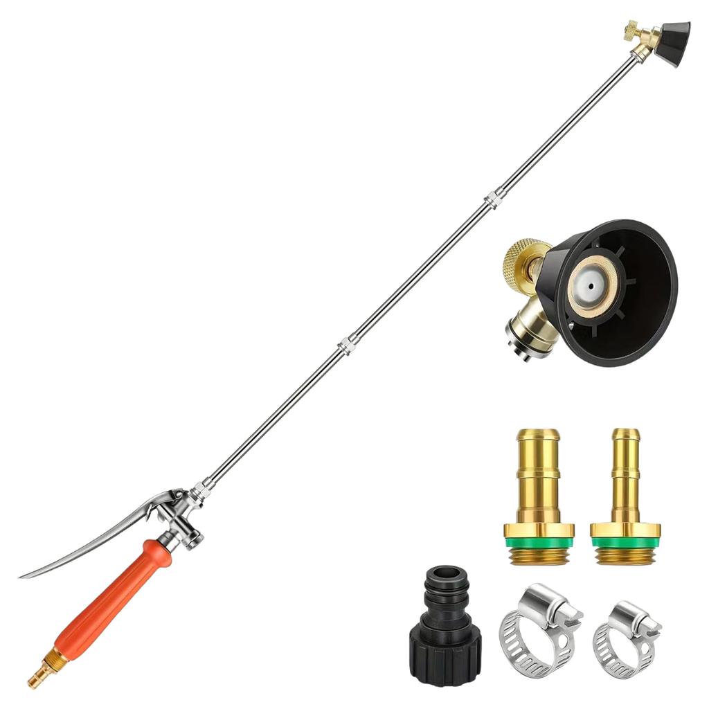 57.48 Inch Metal Replacement Sprayer Wand 2 Hose Clamps Pump Spray Wand Adjustable Telescopic Watering Tool with Copper Nozzle