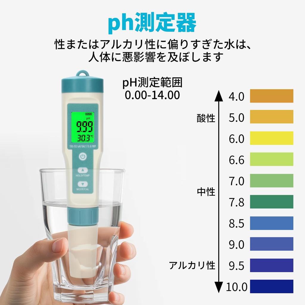 DiyStudio 7-in-1 Water Quality Tester Pen pH, ORP, TDS, EC, Salinity, S.G, Temperature, IP67 Waterproof, Backlit LCD for Drinking Water & Pools