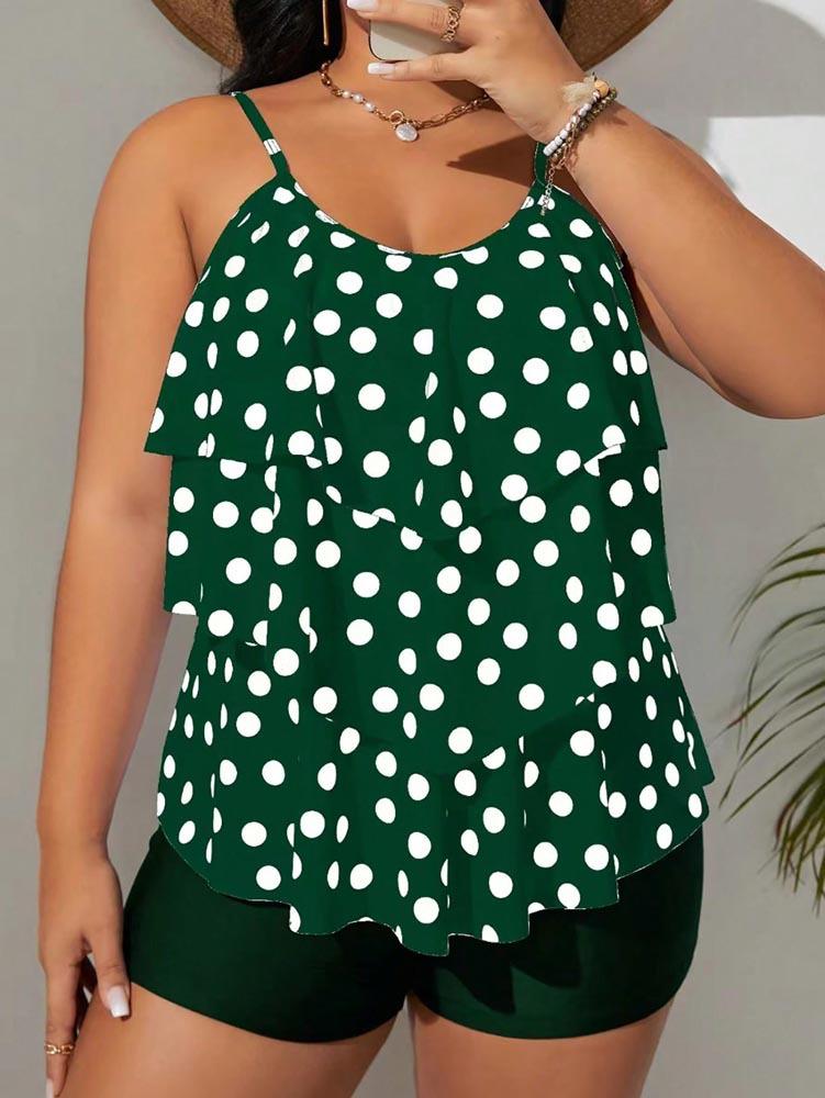 Europese en Amerikaanse stijl stippen bretels badpak dames nekband split bikini zomer strand warmwaterbron badpak